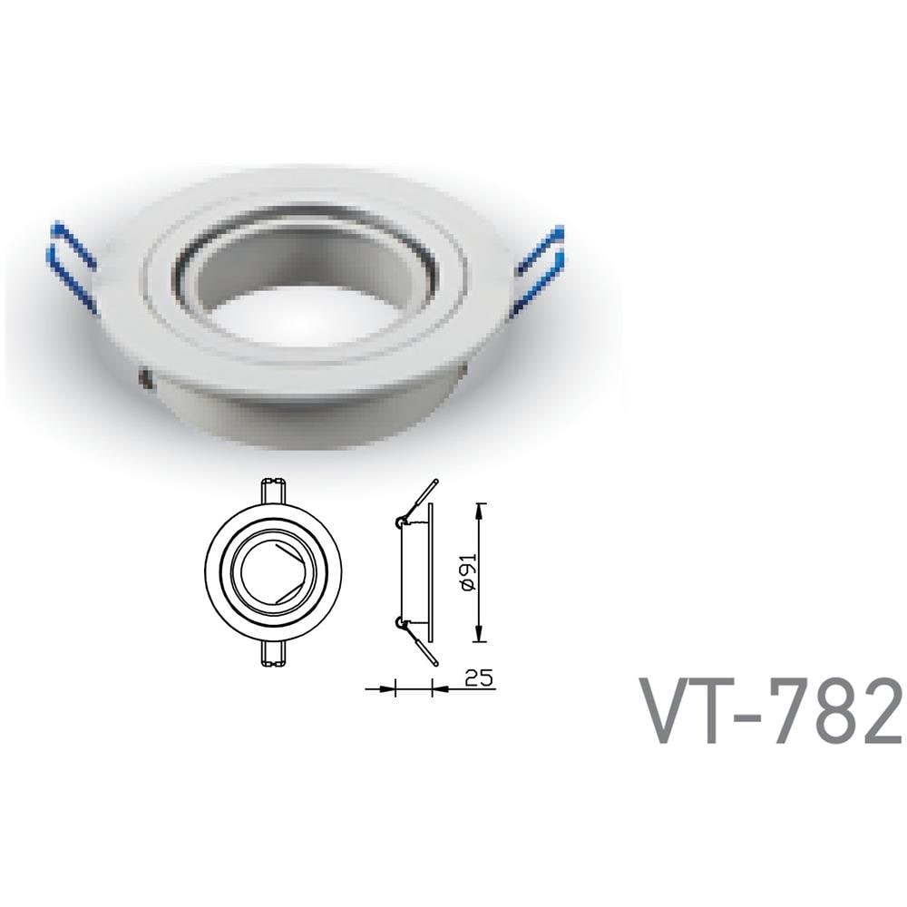 Porta Faretti Led Gu10 Incasso Orientabile Rotondo Alluminio Bianco Vt-782 3599 - Foto 1