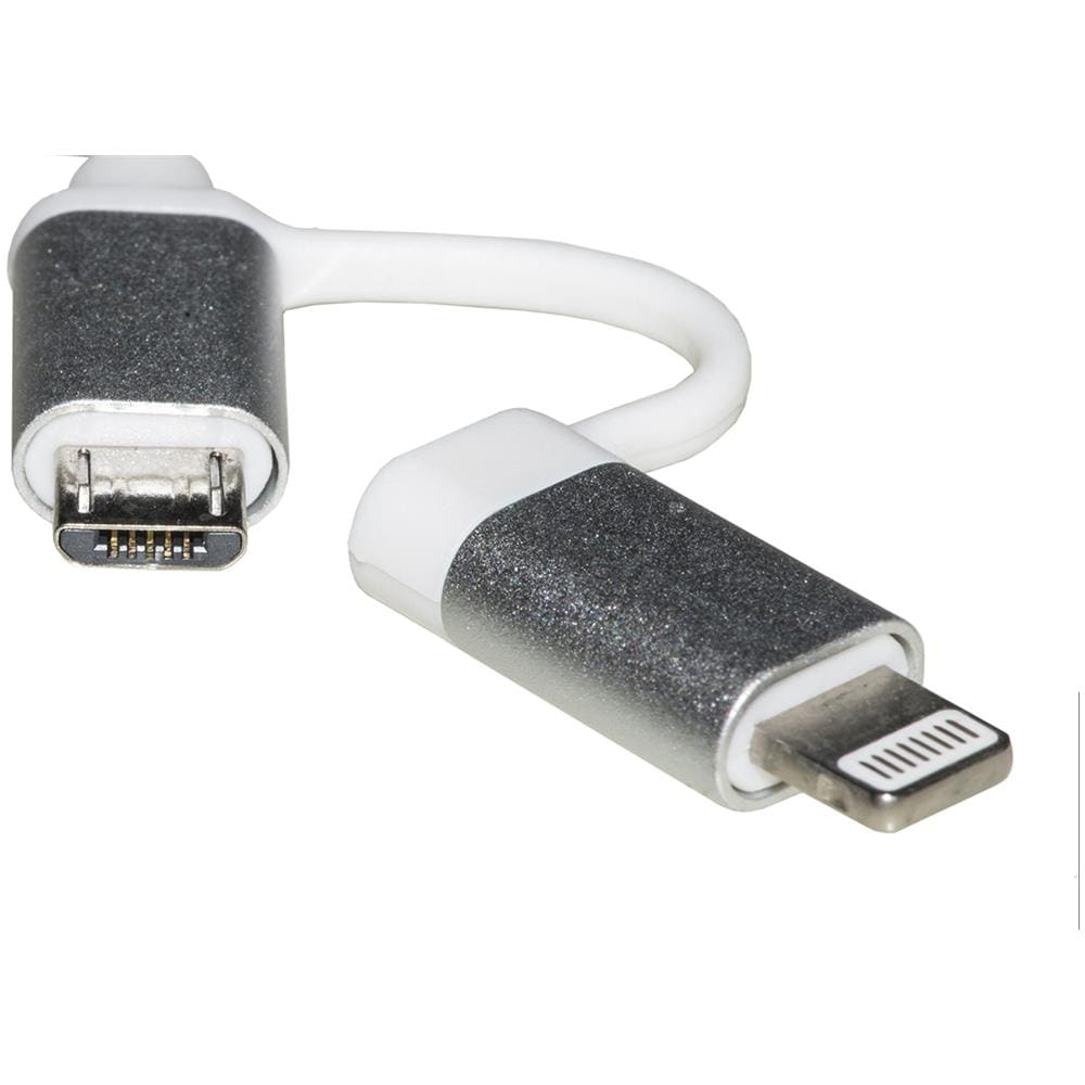 ver Cavo Usb 2 In 1 Connettori Micro Usb + 8 Poli Ip5 Mt 1 Guaina Tela Intrecciata Colore Bianco Fino A 2 Ampere - Foto 4