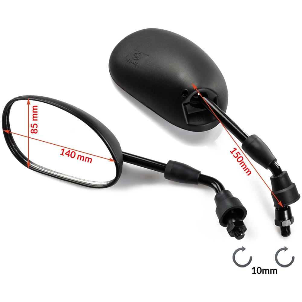 Coppia Specchietti Nero Universali Retrovisori 10mm Moto Scooter - Foto 3