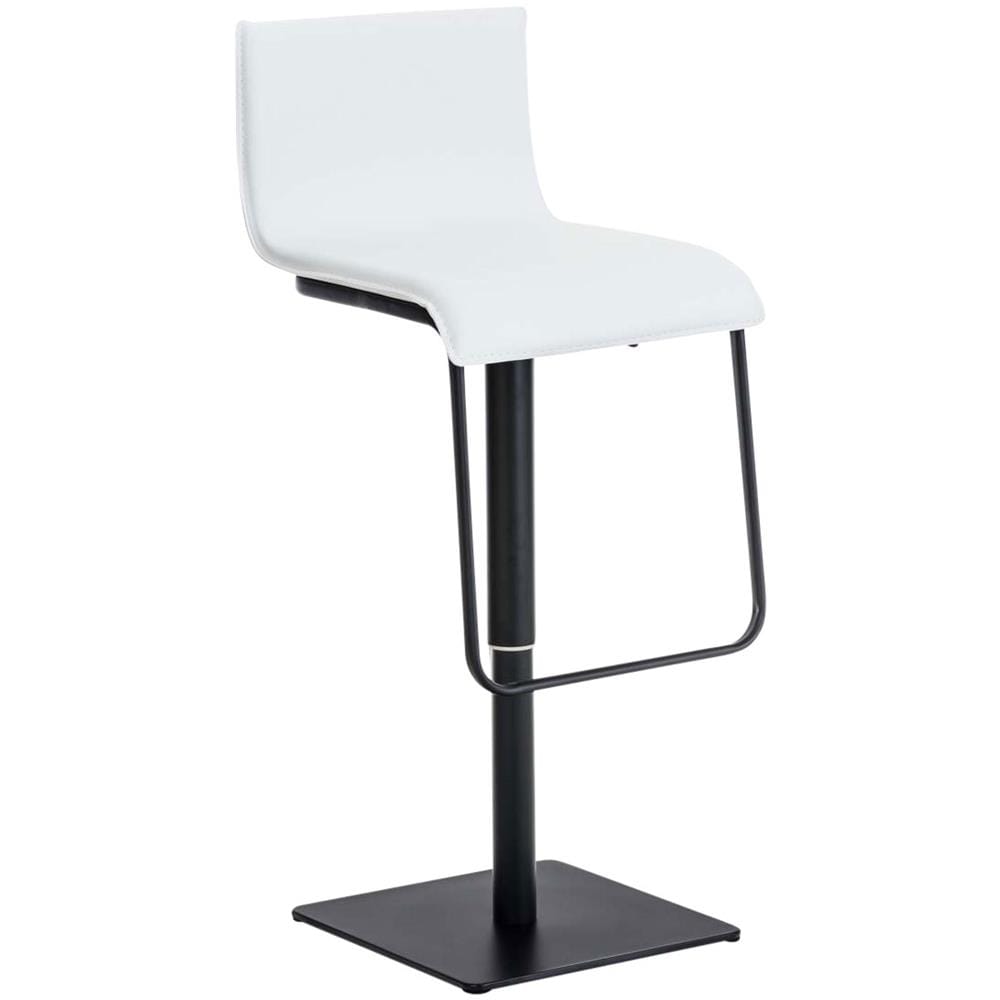 Sgabello Bar Limon in Similpelle E Metallo I Sgabello Bancone Imbottito Regolabile 55-78 CM Bianco Metallo Nero Opaco - Foto 1