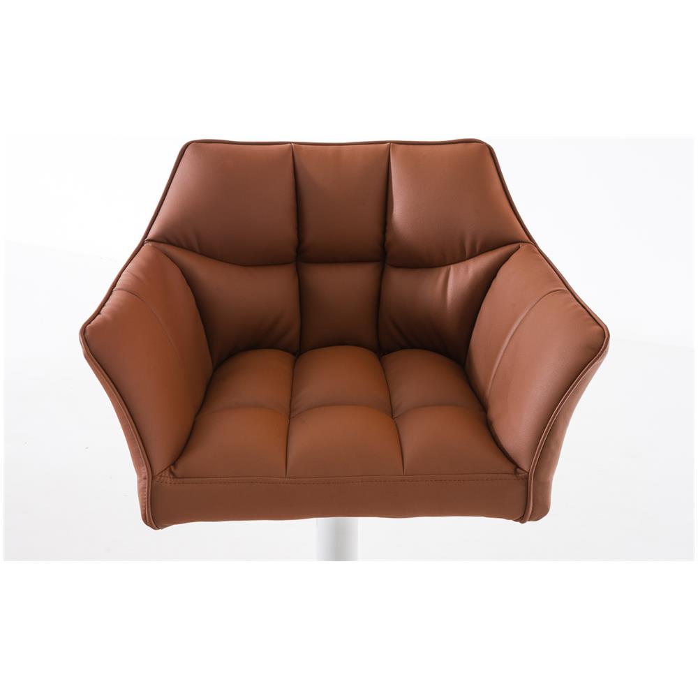 Sgabello Alto Regolabile Damaso in Similpelle I Sgabello Bancone con Braccioli E Schienale Imbottiti E Poggiapiedi, H 58-83 CM Marrone Chiaro Bianco - Foto 5