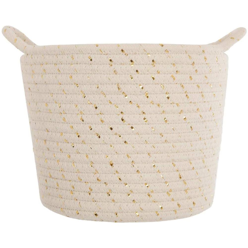 Set Di 3 Cestelli Cotone Con Oro Aufbewahrungskorb - Foto 2