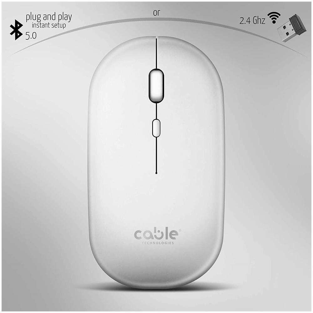 Mouse Wireless Professionale, Mouse A Due Modalità Ergonomico Bluetooth 5.0, Anti Interferenza 1600dpi, Ricaricabile Senza Fili, Design Mozzafiato (silver)  - Foto 8