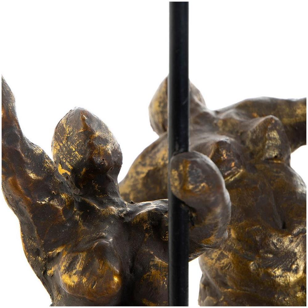 Statua Decorativa Dkd Home Decor Alluminio Legno Di Mango (2 Pcs) (20 X 10 X 31 Cm) (12 X 10 X 29,5 Cm) - Foto 3