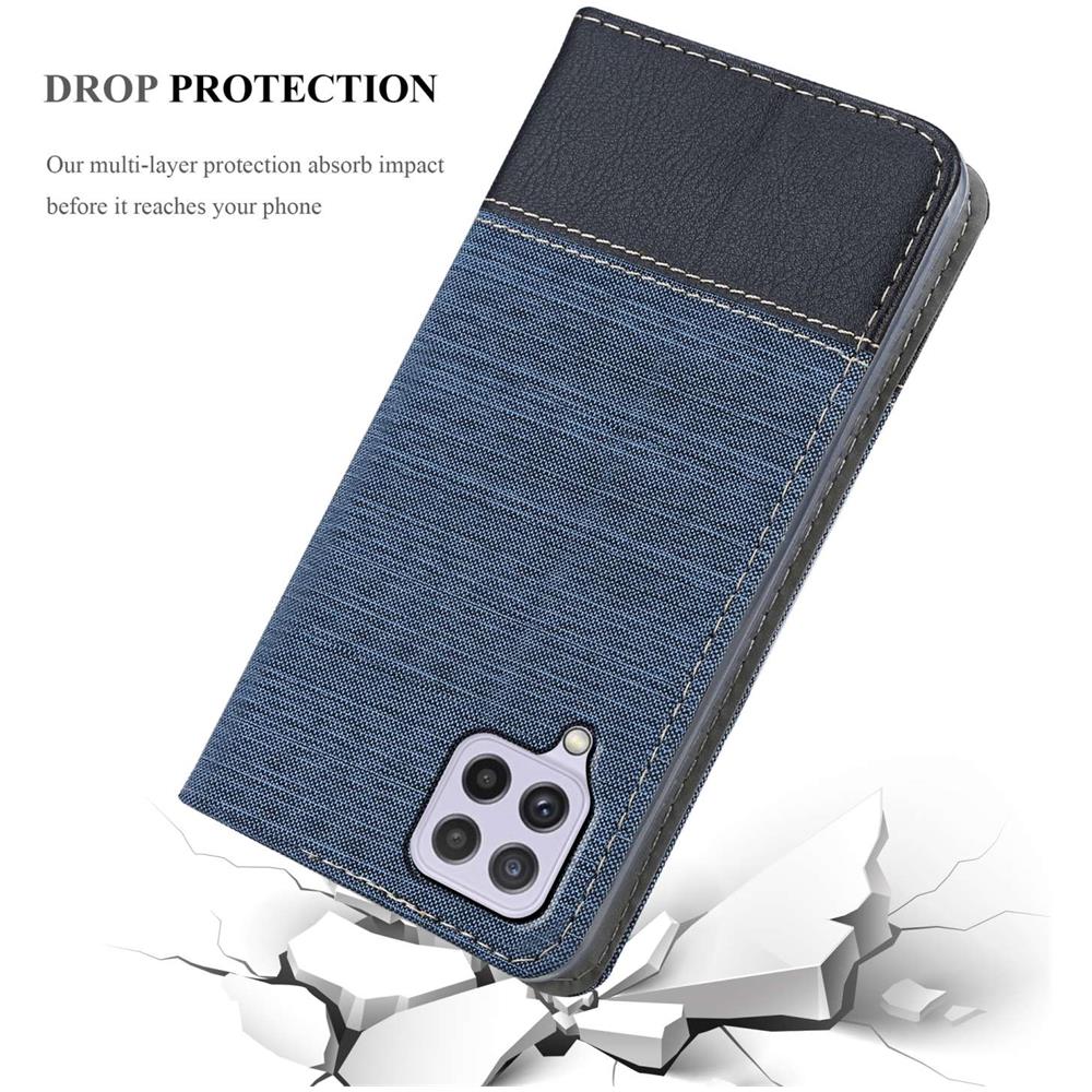 Custodia Compatibile Con Samsung Galaxy A22 4g / M22 / M32 4g In Blu Scuro Nero - Coperchio Protettiva Con Chiusura Magnetica, Funzione Stand E Tasca Per Le Carte - Foto 8