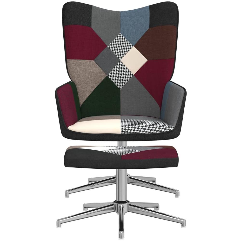 Sedia Relax con Sgabello in Tessuto Patchwork - Foto 2