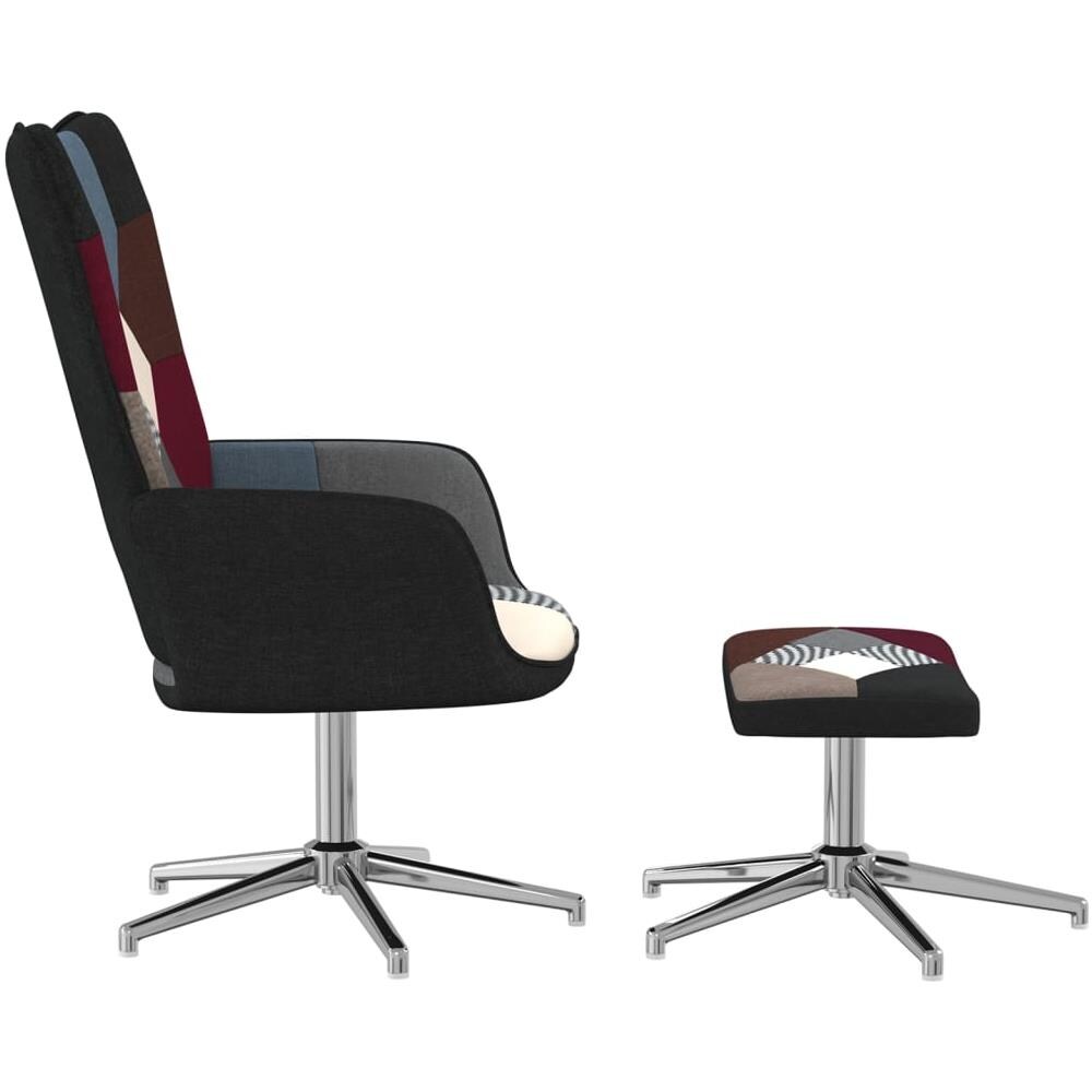 Sedia Relax con Sgabello in Tessuto Patchwork - Foto 3