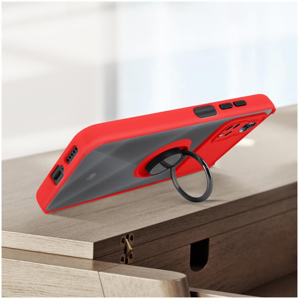 Cover Xiaomi Poco X4 Pro 5g Bimateria Anello Metallico Supporto Rossa - Foto 2