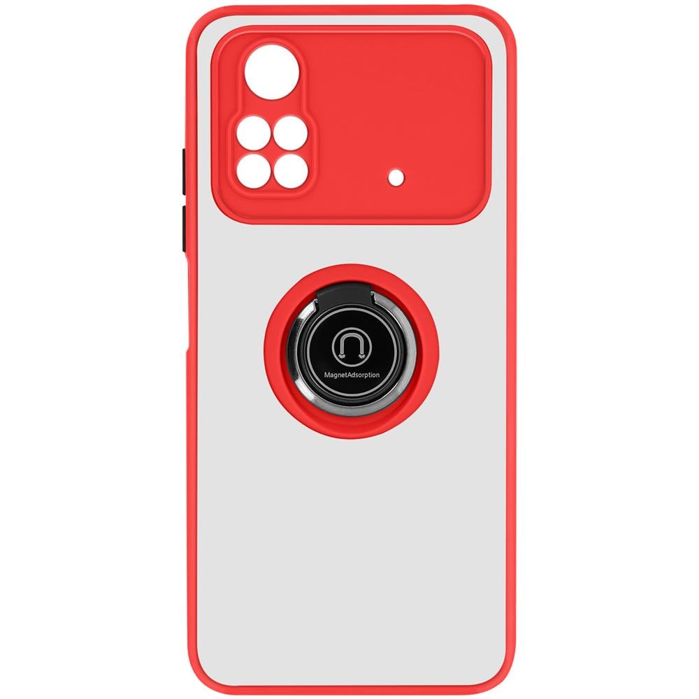Cover Xiaomi Poco X4 Pro 5g Bimateria Anello Metallico Supporto Rossa - Foto 1