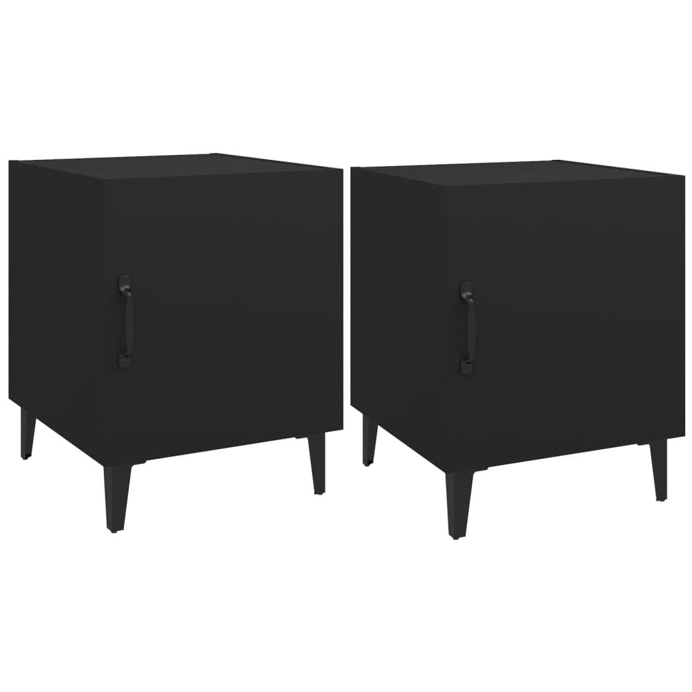 Comodini 2 Pz Neri In Legno Multistrato - Foto 1