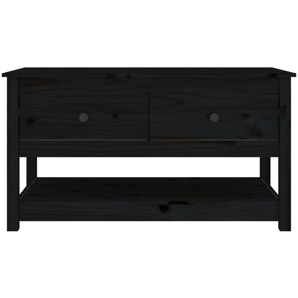 Tavolino Da Salotto Nero 102x49x55 Cm In Legno Massello Di Pino - Foto 2