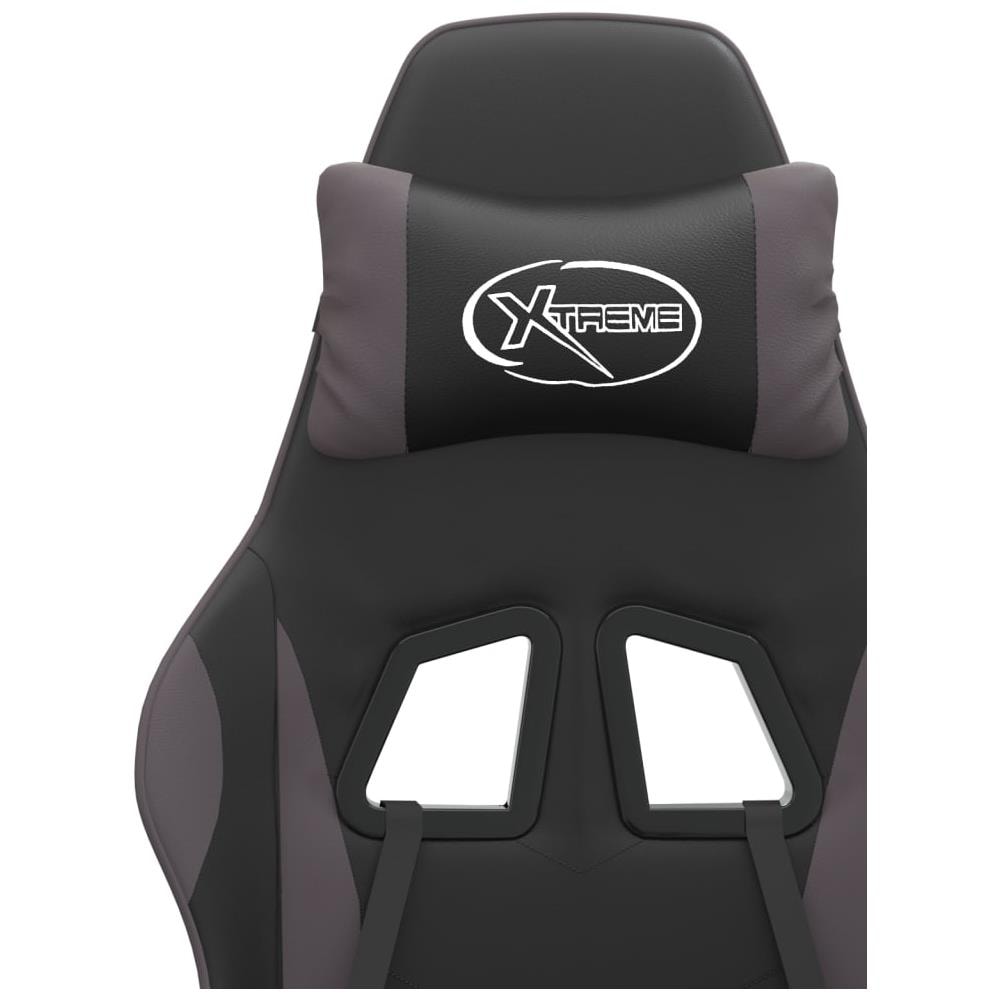 Sedia da Gaming Girevole Poggiapiedi Nero e Grigio Similpelle - Foto 2