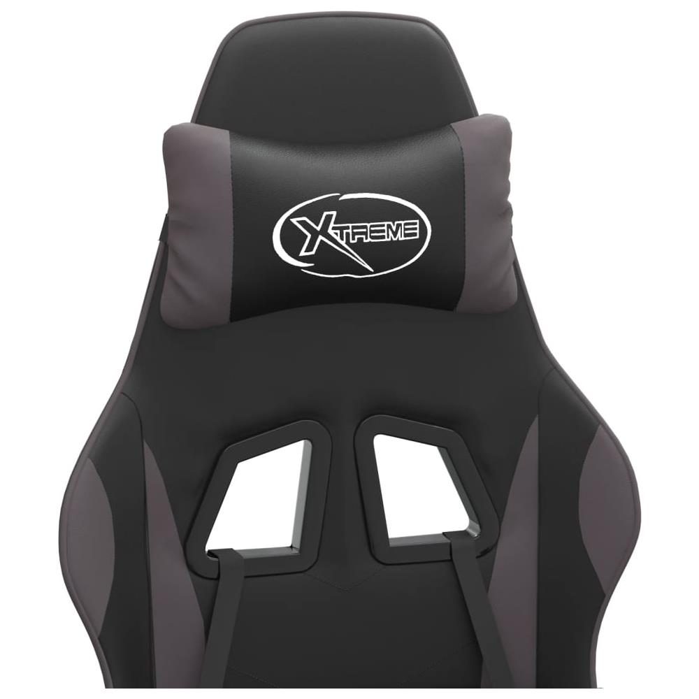 Sedia da Gaming Girevole Poggiapiedi Nero e Grigio Similpelle - Foto 10