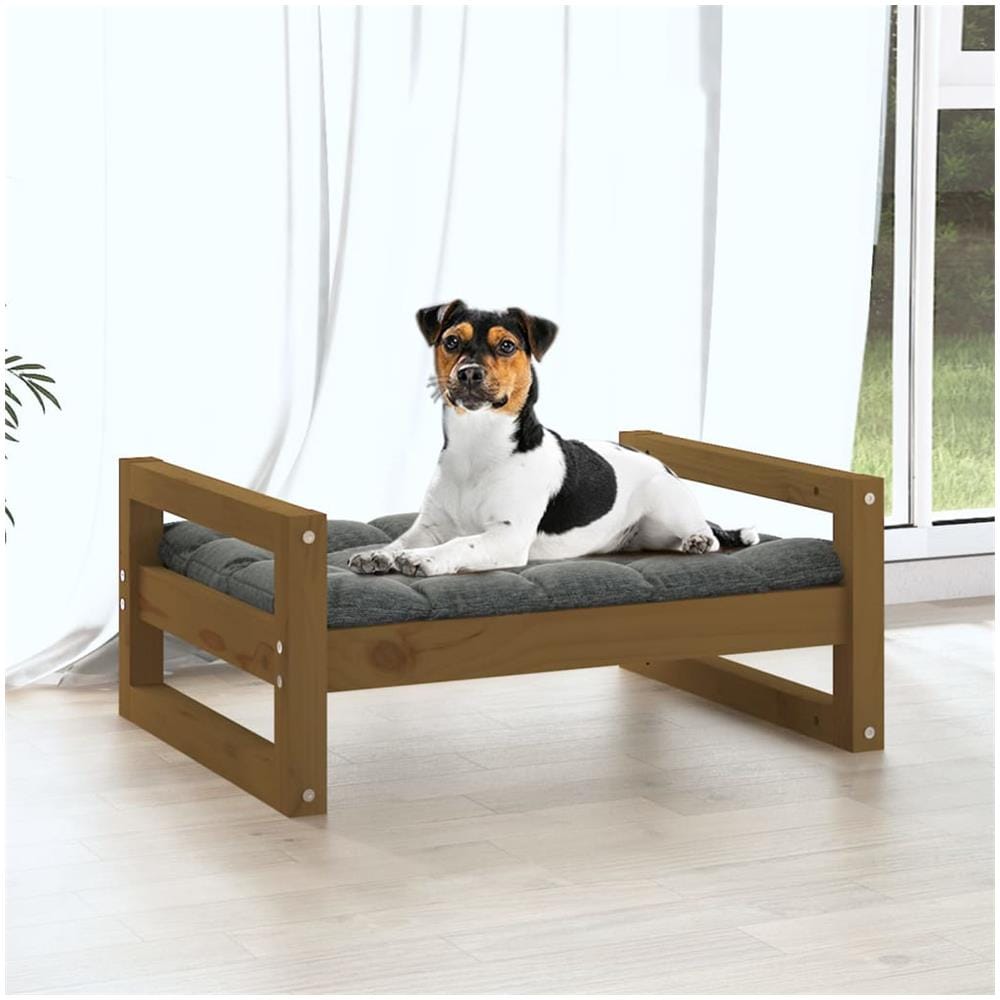 Cuccia Per Cani Miele 55,5x45,5x28 Cm Legno Massello Di Pino - Foto 2