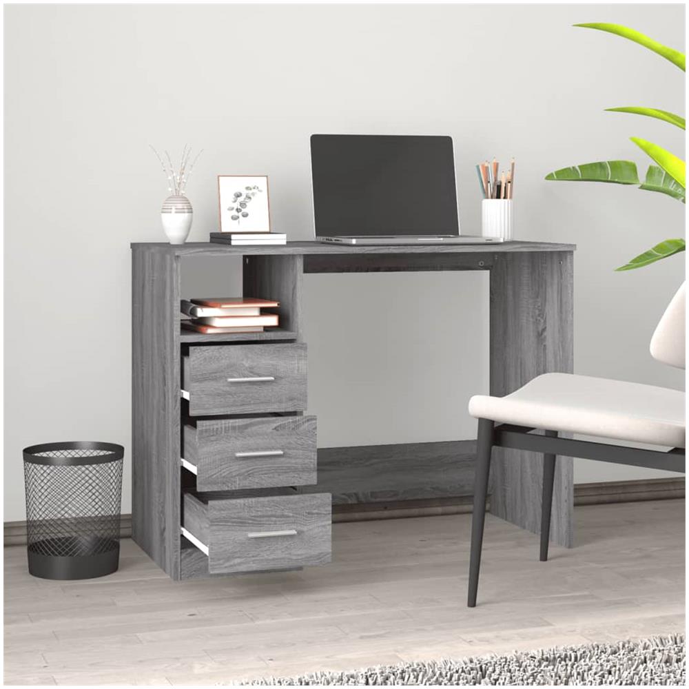 Scrivania Cassetti Grigio Sonoma 102x50x76 Cm Legno Multistrato - Foto 3