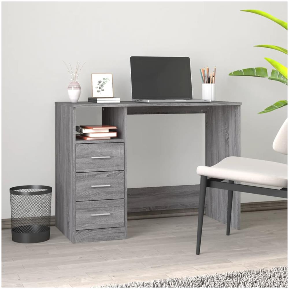 Scrivania Cassetti Grigio Sonoma 102x50x76 Cm Legno Multistrato - Foto 1