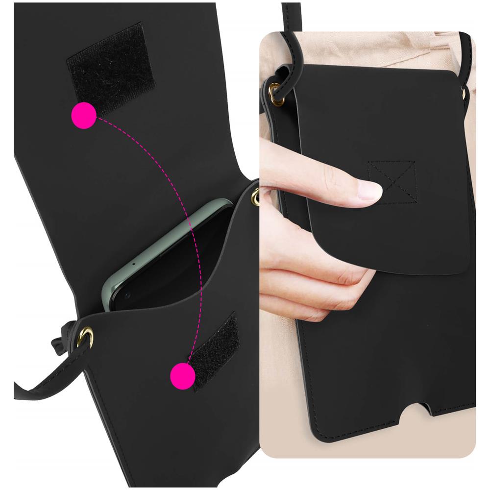 Borsetta A Tracolla Per Smartphone Con Portacarte In Similpelle Nera - Foto 5