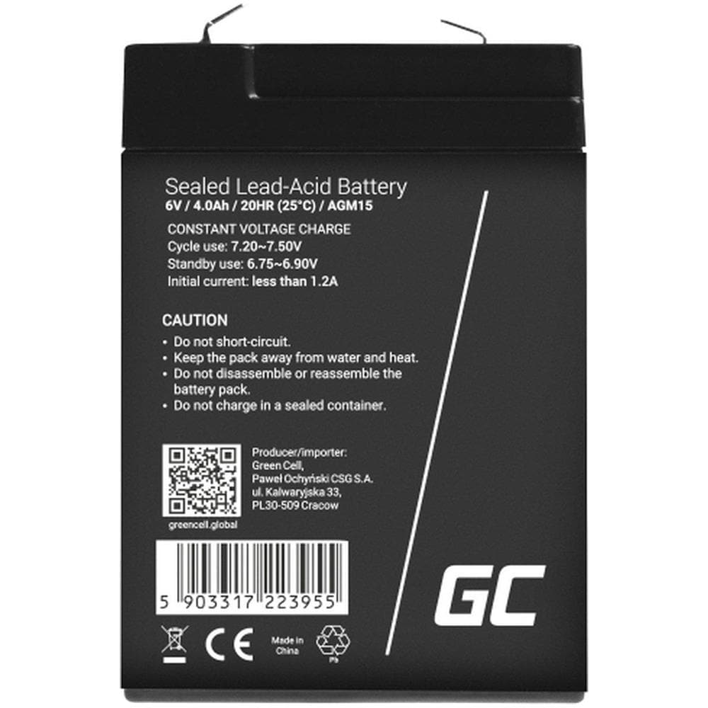 Batteria Ups Green Cell Agm15 Sealed Lead Acid (vrla) 6 V 4 Ah - Foto 2