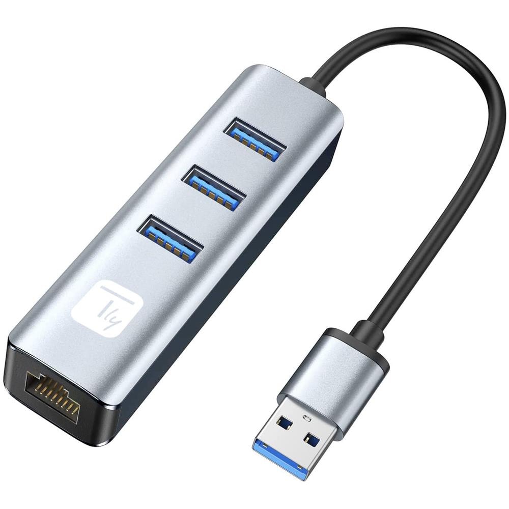 Adattatore Convertitore Usb Tipo A A Rj45 Gigabit Con Hub 3 Porte Usb 5 Gbps - Foto 1