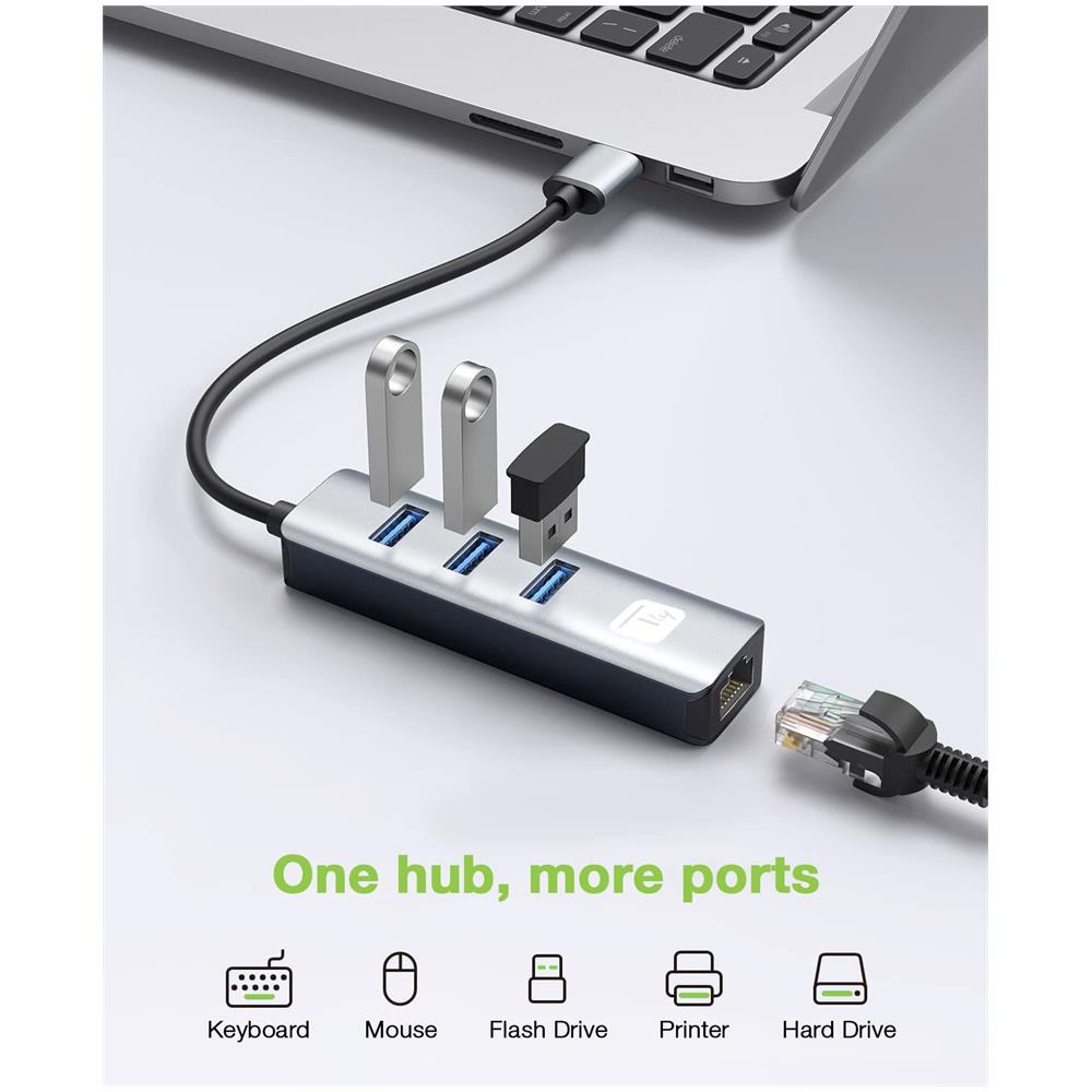 Adattatore Convertitore Usb Tipo A A Rj45 Gigabit Con Hub 3 Porte Usb 5 Gbps - Foto 3