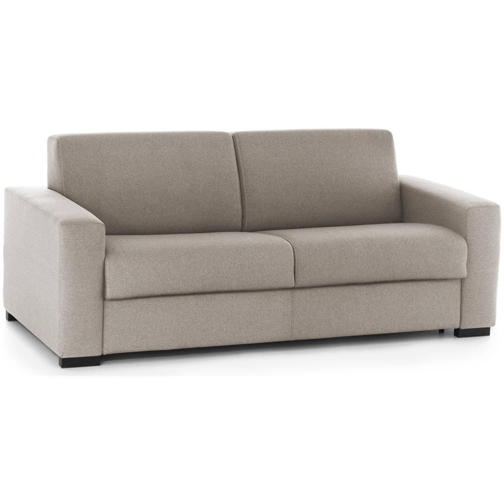 Divano Letto Aliana, Divano A 3 Posti, 100% Made In Italy, Sofà Soggiorno Con Apertura Girevole, In Tessuto Imbottito, Con Braccioli Standard, Cm 220x95h90, Tortora - Foto 2