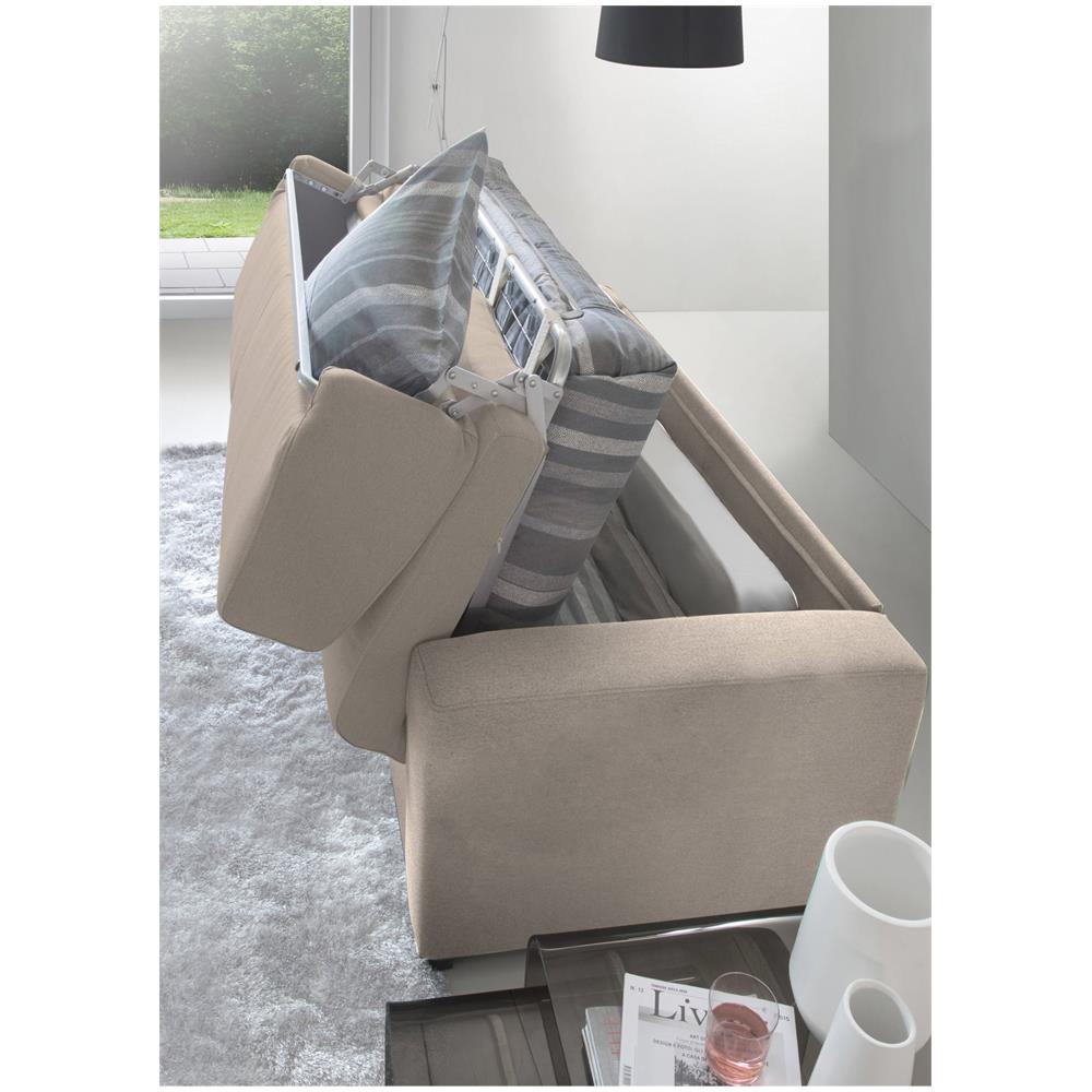 Divano Letto Aliana, Divano A 3 Posti, 100% Made In Italy, Sofà Soggiorno Con Apertura Girevole, In Tessuto Imbottito, Con Braccioli Standard, Cm 220x95h90, Tortora - Foto 4