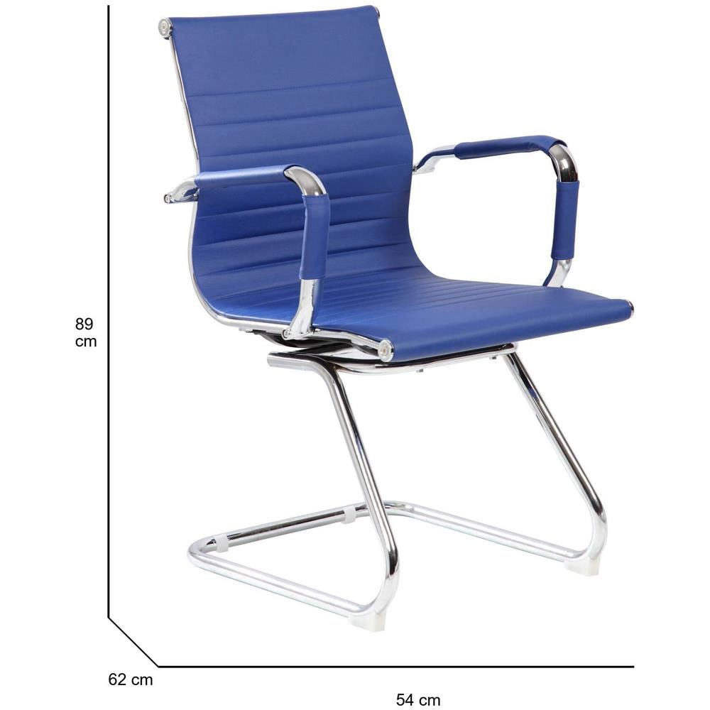 Sedia Artena, Sedute Sala Da Attesa Con Braccioli Per Ufficio, Seduta Ergonomica Da Attesa, 62x54h89 Cm, Blu - Foto 2