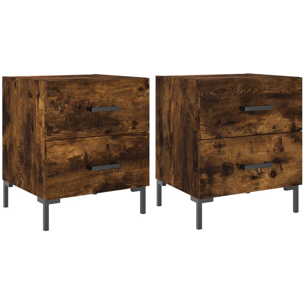 Comodini 2 Pz Rovere Fumo 40x35x47,5 Cm In Legno Multistrato - Foto 2