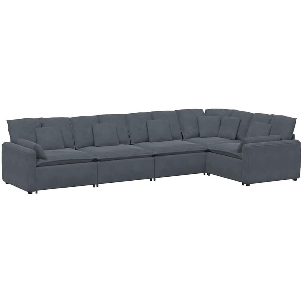 Divano Modulare con Cuscini in Velluto Grigio Scuro - Foto 1