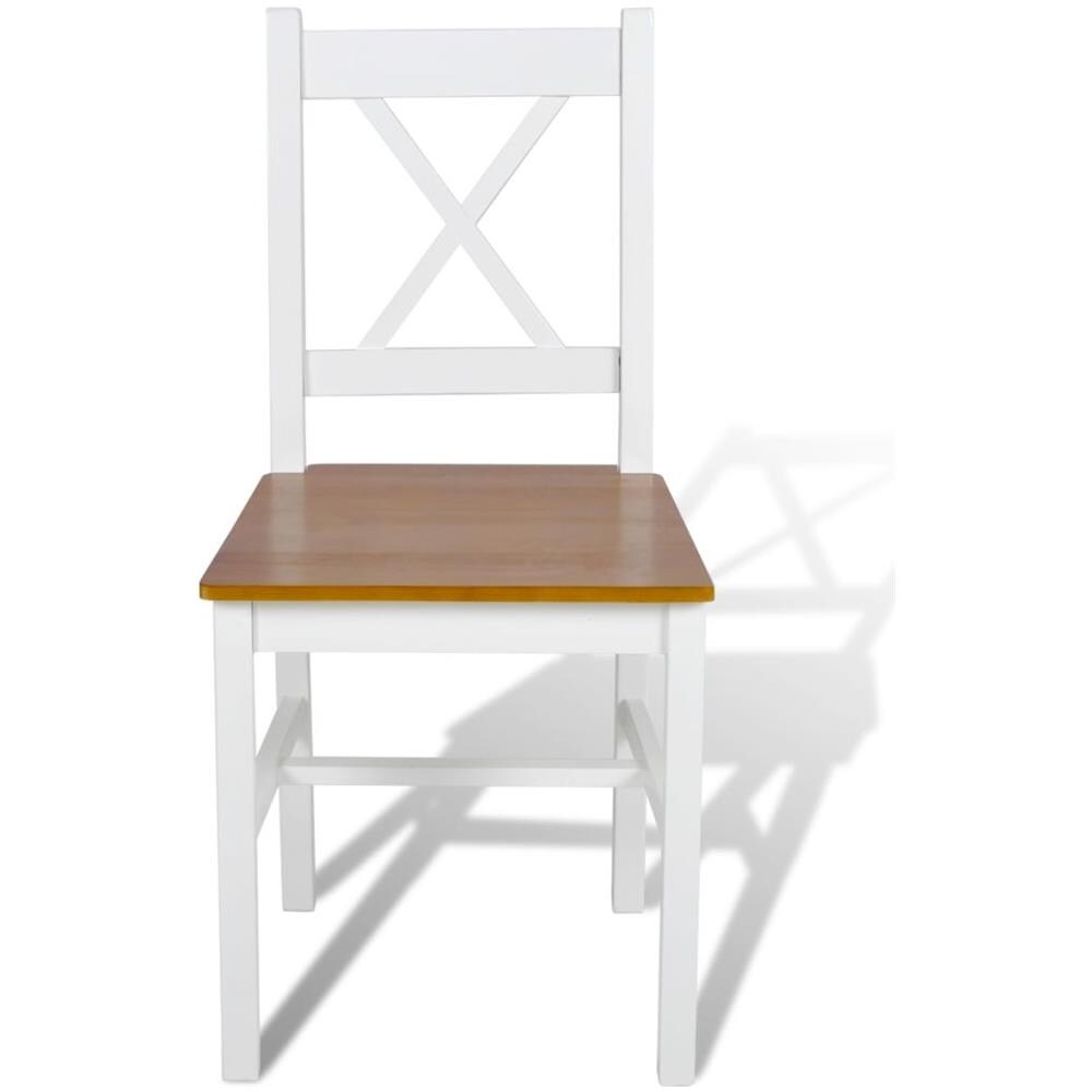 Sedia Da Tavola Legno Bianca E Colore Naturale 2 Pz - Foto 2