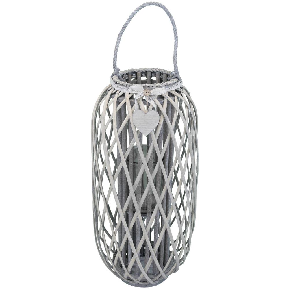 Lanterna In Vimini Grigia Ø 38 X 86 Per Interno E Esterno, Portico, Porta Candela, Porta Fiori, Giardino Decorazioni - Foto 1
