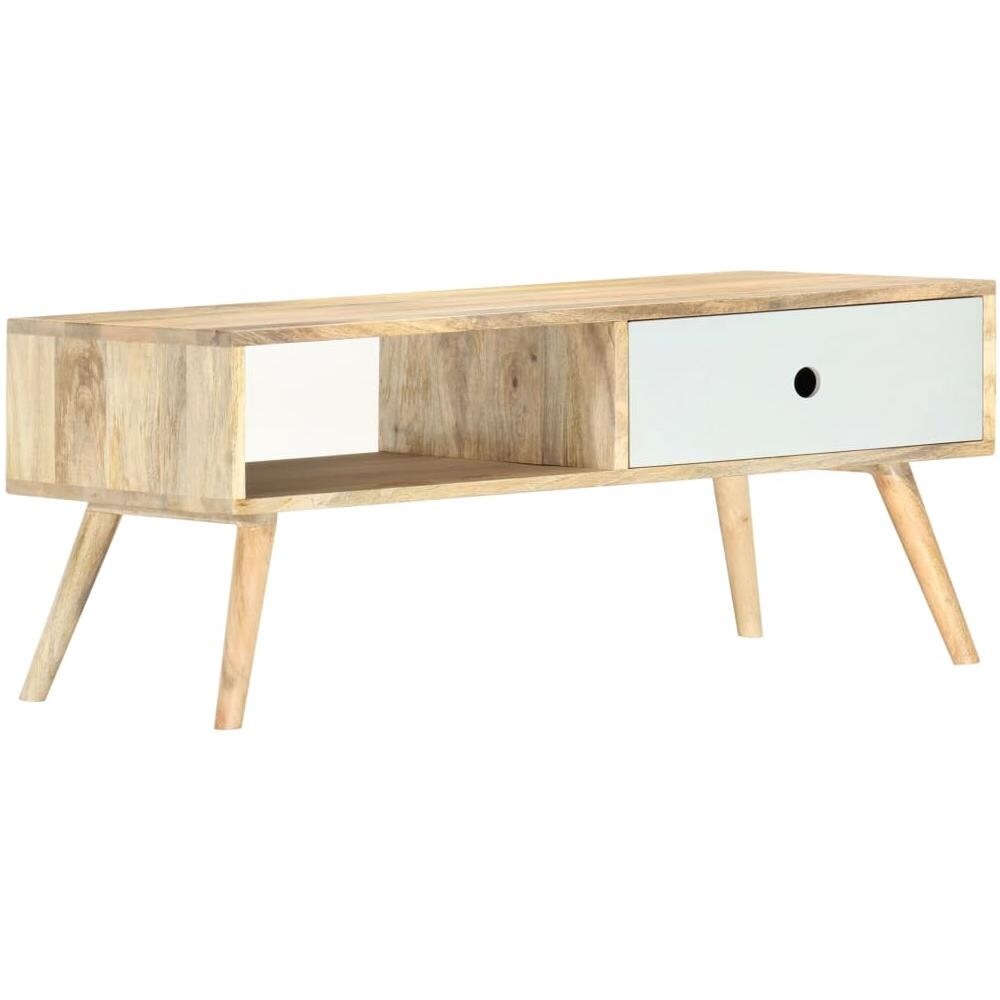 Tavolino Da Caffè 90x50x40 Cm In Legno Massello Di Mango - Foto 1