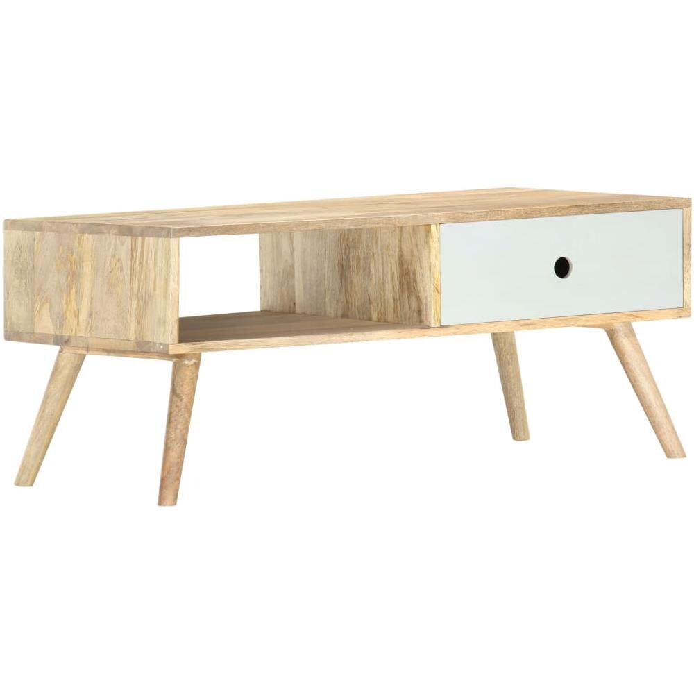 Tavolino Da Caffè 90x50x40 Cm In Legno Massello Di Mango - Foto 8