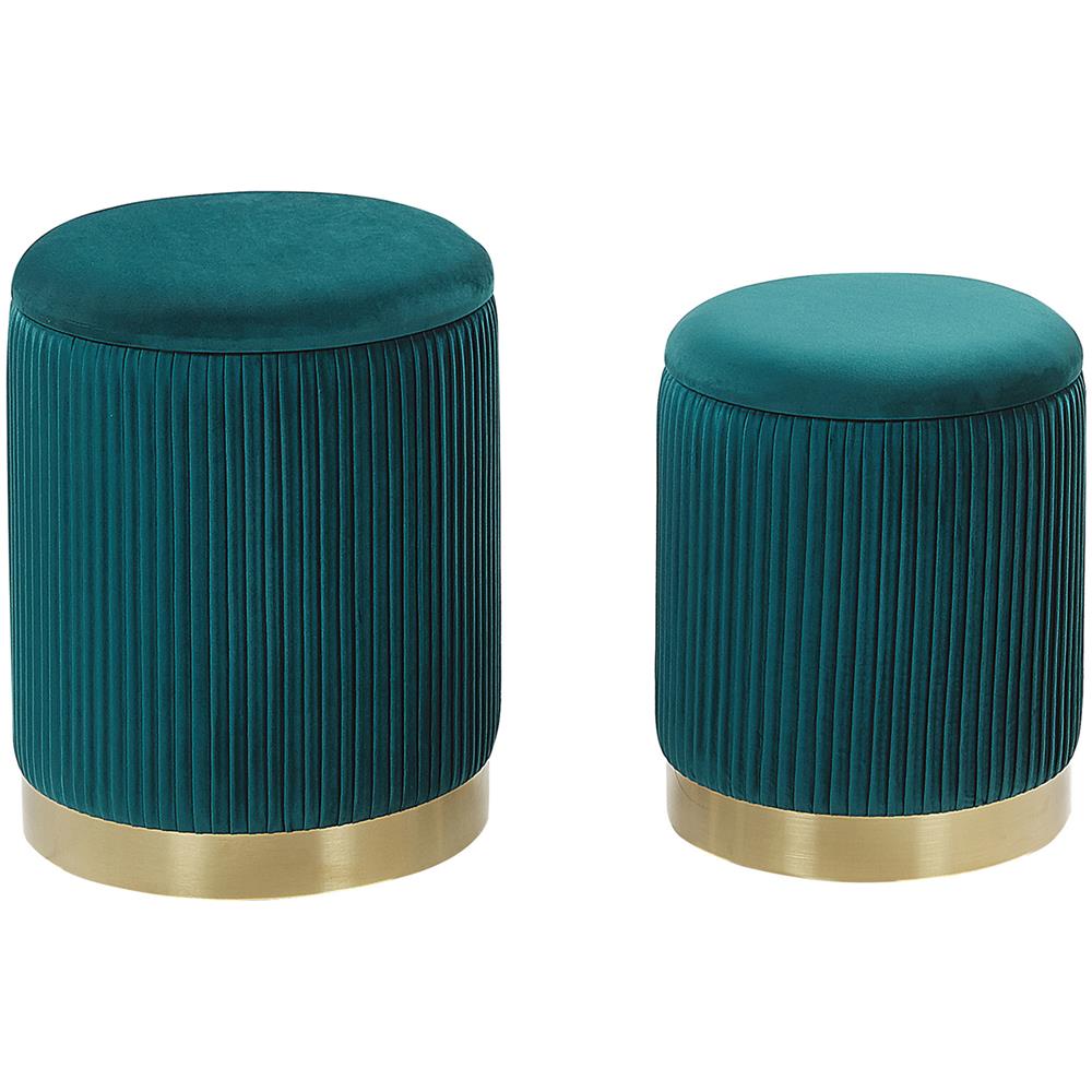 Set Di 2 Pouf Portaoggetti Color Foglia Di Tè Miramar - Foto 1