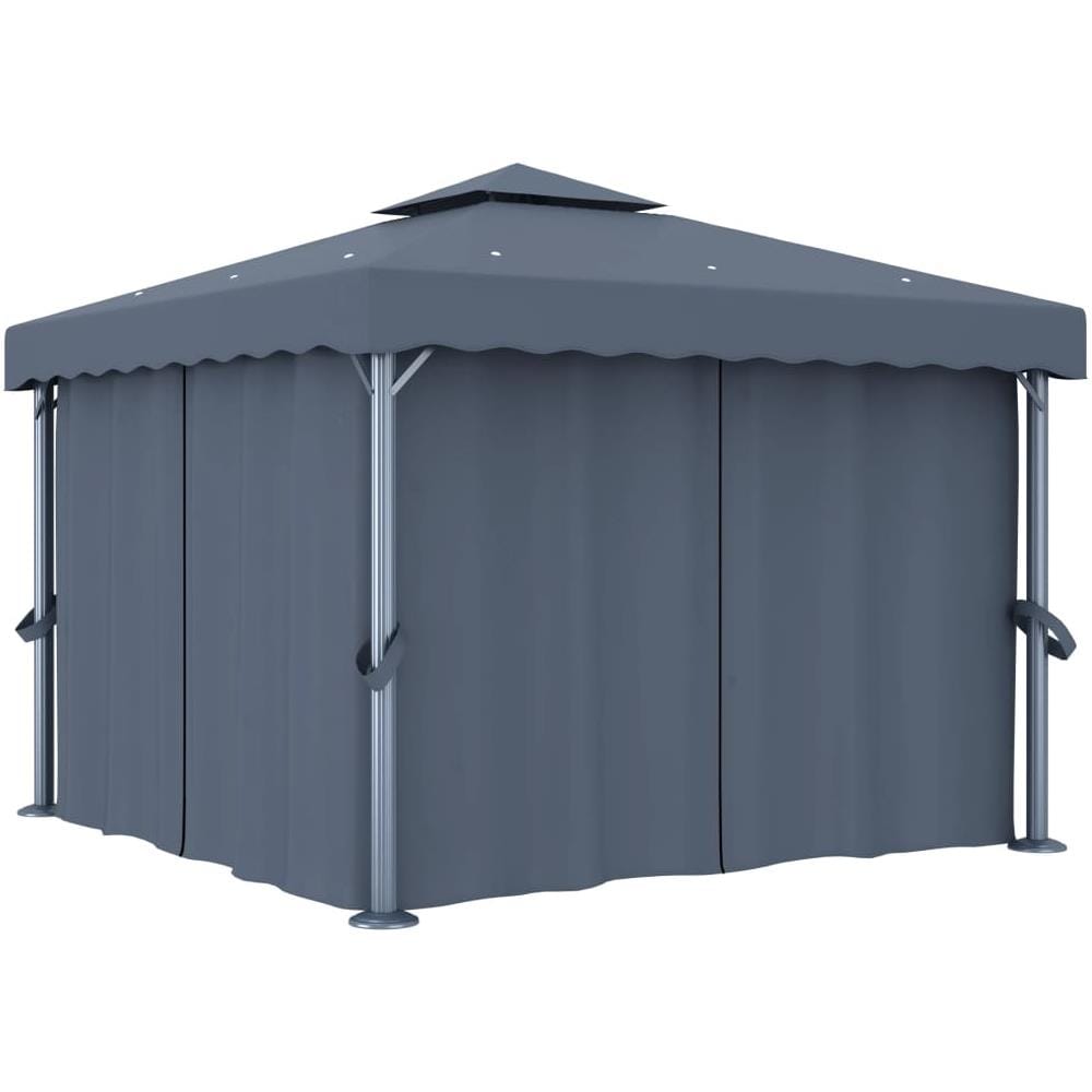 Gazebo Con Tende 3x3 Cm Antracite Alluminio - Foto 1