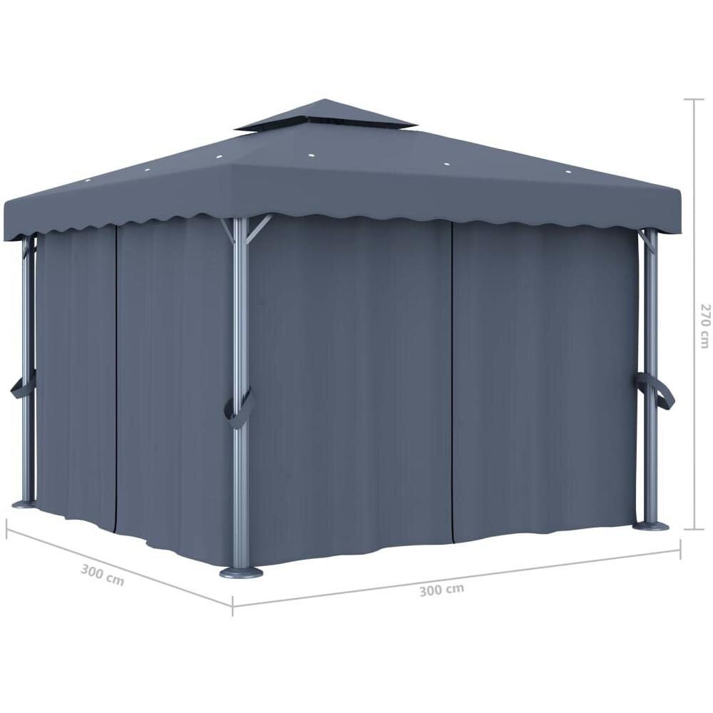 Gazebo Con Tende 3x3 Cm Antracite Alluminio - Foto 6