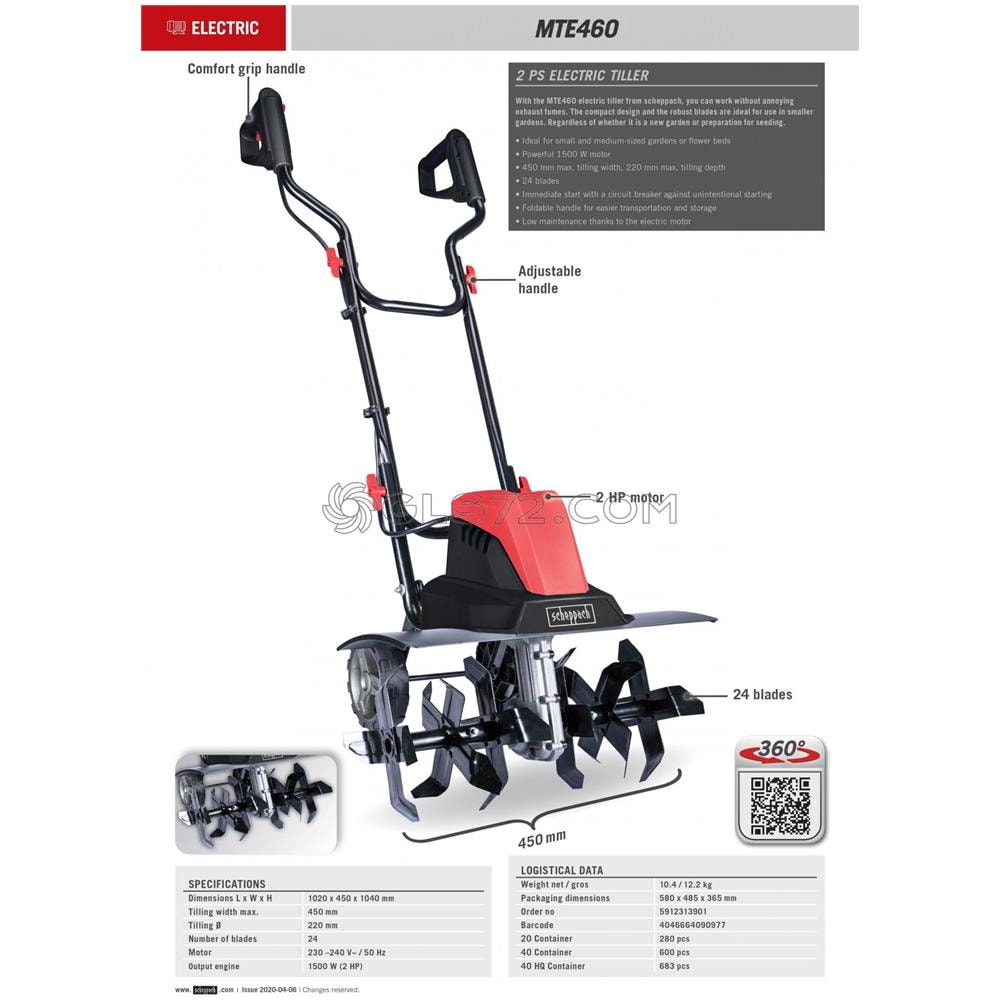 Motozappa Zappatrice Elettrica Richiudibile 6 Lame Taglio 45cm Mte460 - Foto 2