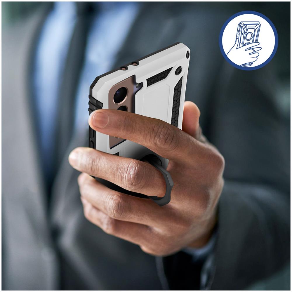 Cover Samsung Galaxy S21 Plus Bi-materia Anello Magnetico Stand Argento - Foto 2