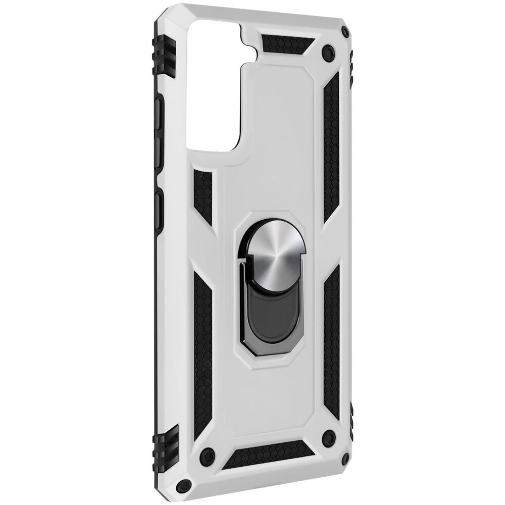 Cover Samsung Galaxy S21 Plus Bi-materia Anello Magnetico Stand Argento - Foto 5