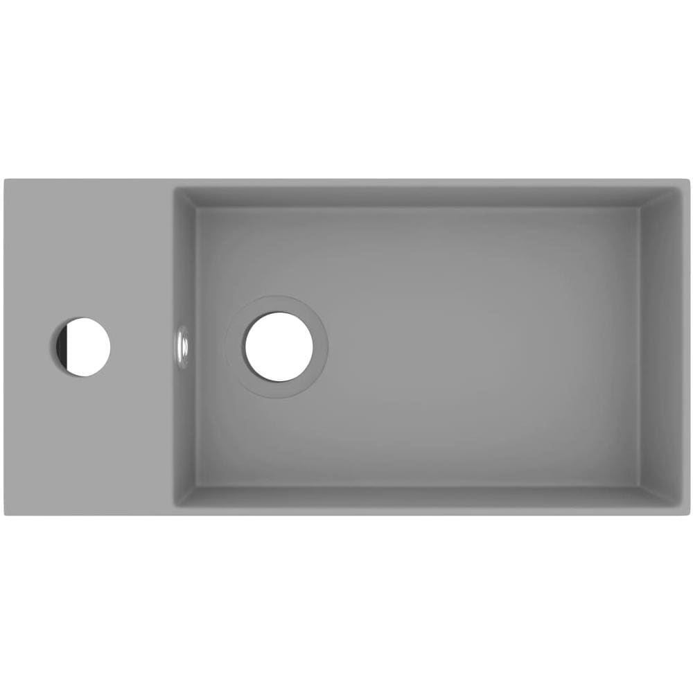 Lavandino con Troppopieno in Ceramica Grigio Chiaro - Foto 2