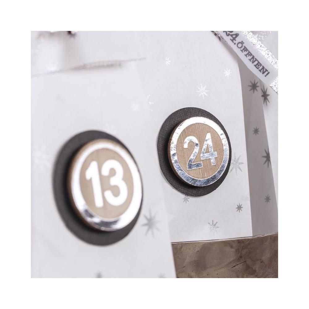 Adesivi In ? ? legno 24 Cifre Calendario Dell'avvento Mdf Ø 3,5 Cm - Argento - Foto 2
