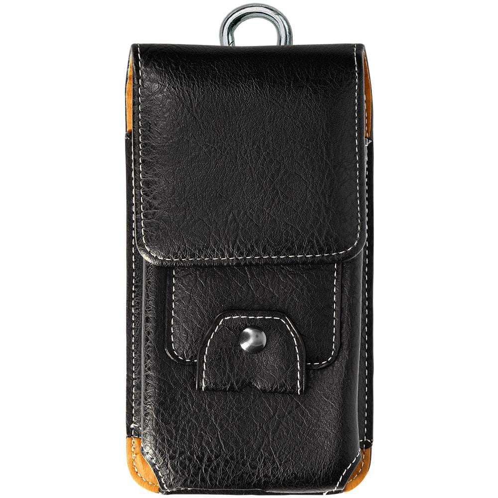 Custodia Da Cintura Per Smartphone 5,5 Pollici In Finta Pelle Effetto Retrò Nera - Foto 1