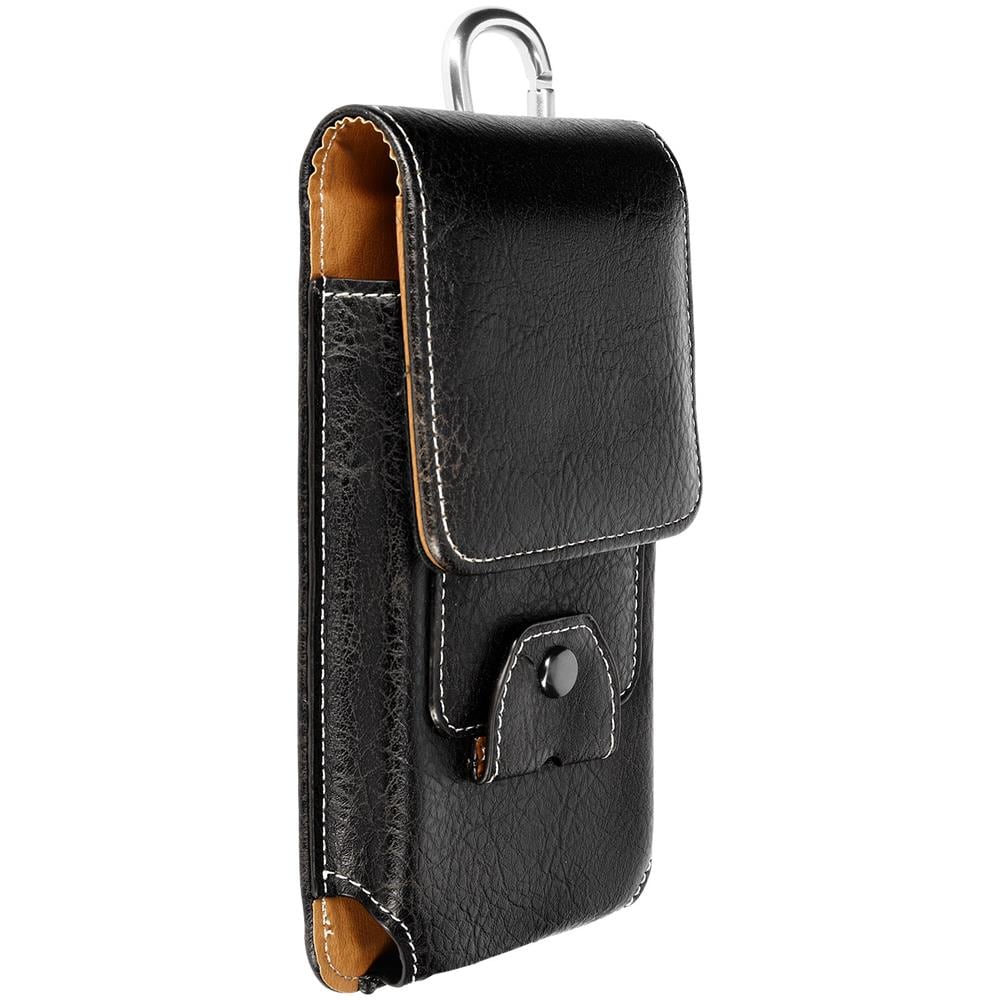 Custodia Da Cintura Per Smartphone 5,5 Pollici In Finta Pelle Effetto Retrò Nera - Foto 2