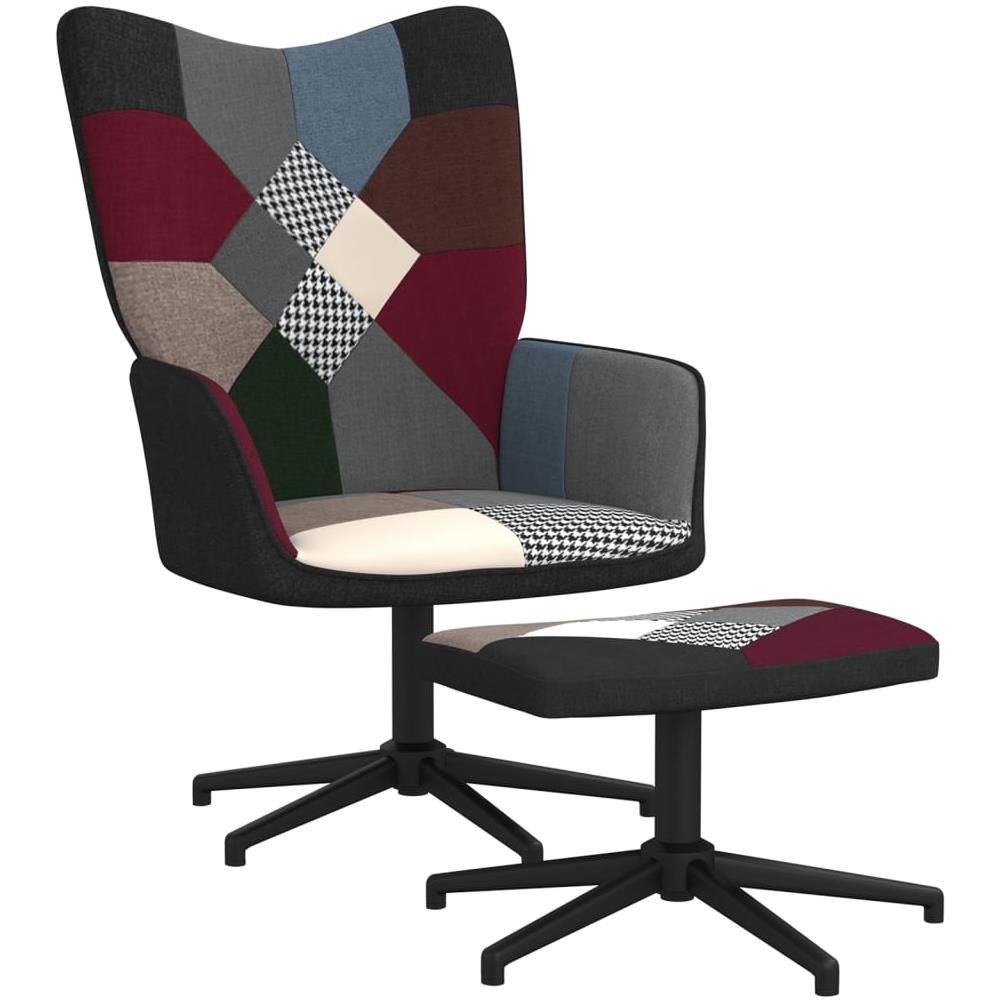 Poltrona Relax Con Poggiapiedi In Tessuto Patchwork - Foto 1