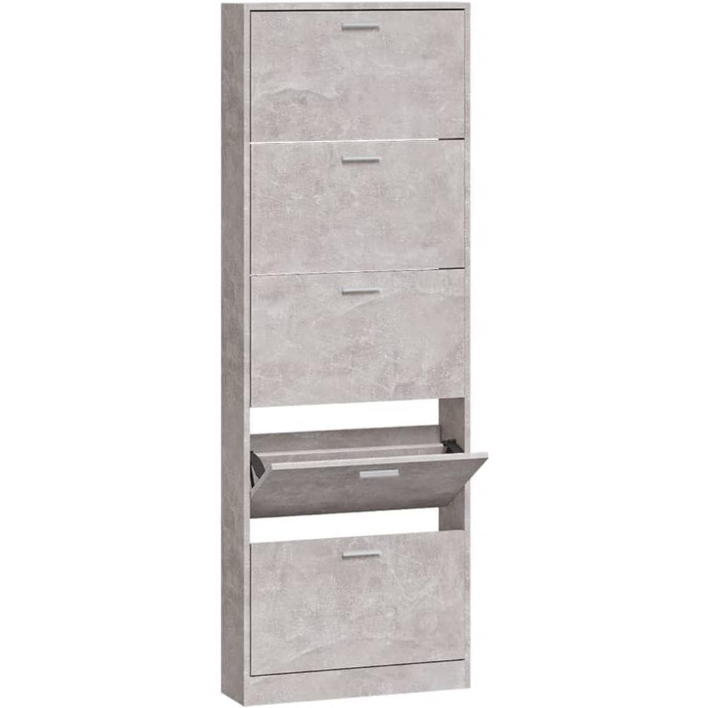 Scarpiera Grigio Cemento 59x17x169 Cm In Legno Multistrato - Foto 2