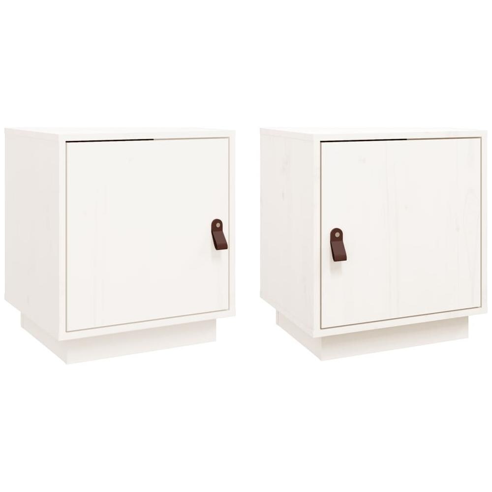 Comodini Bianco 2 Pz 40x34x45 Cm In Legno Massello Di Pino - Foto 2