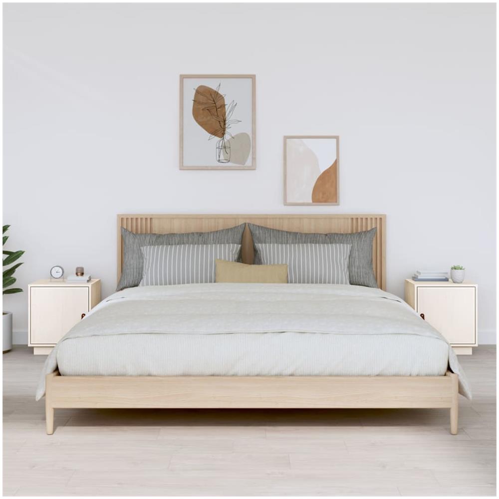 Comodini Bianco 2 Pz 40x34x45 Cm In Legno Massello Di Pino - Foto 1