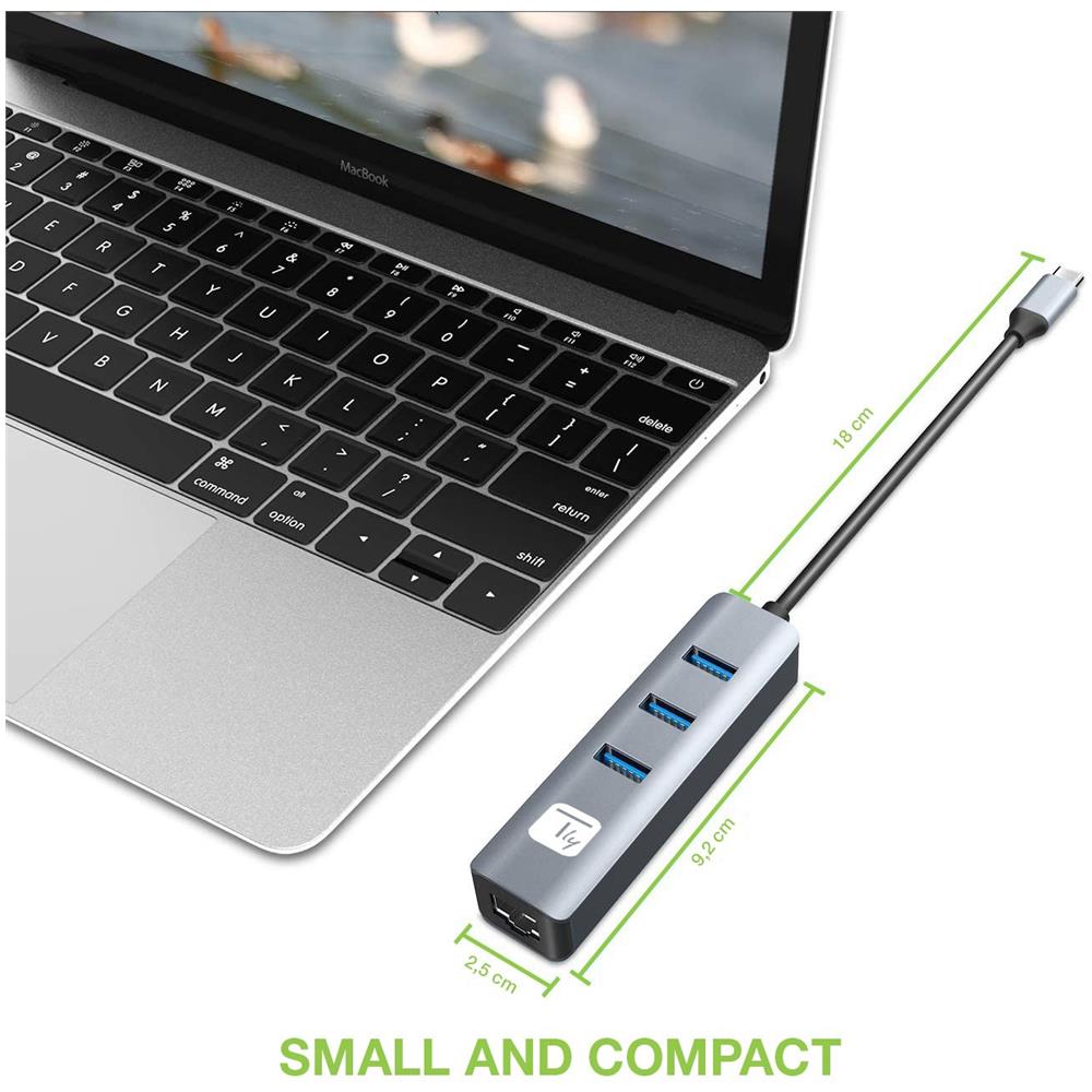 Adattatore Convertitore Usb-c A Rj45 Gigabit Con Hub 3 Porte Usb 5 Gbps - Foto 2