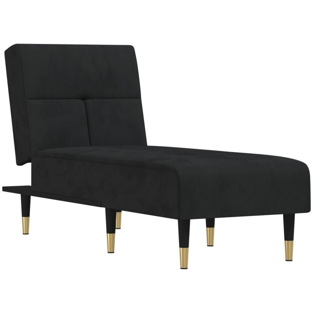 Chaise Longue In Velluto Nero - Foto 2