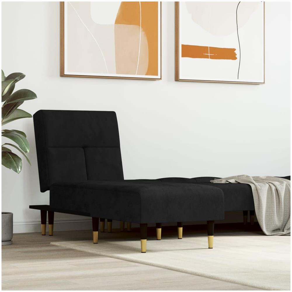 Chaise Longue In Velluto Nero - Foto 1